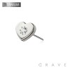 IMPLANT GRADE TITANIUM THREADLESS PUSH IN CLEAR CENTER CZ HEART TOP PART